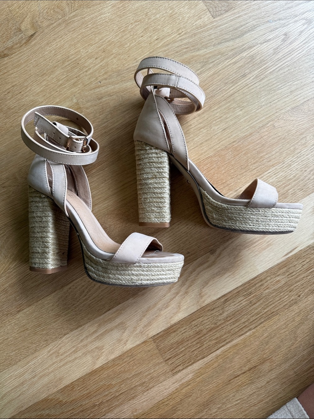RAYE Beige Espadrille Platform Ankle-Strap Sandals
